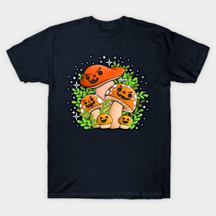 Jack-o-lantern Pumpkin Mushrooms for Halloween T-Shirt